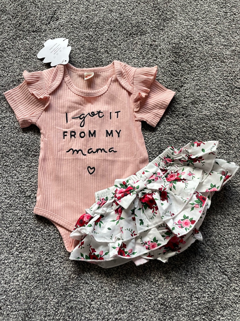 Baby Girl Onesie and Floral Skirt Bloomers
